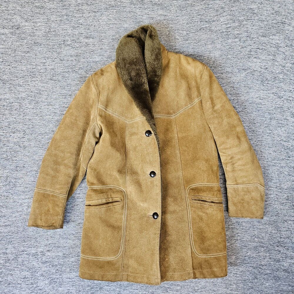 Vintage Pioneer Wear  Albuquerque Jacket Size 12 Brown Suede Leather Button Up